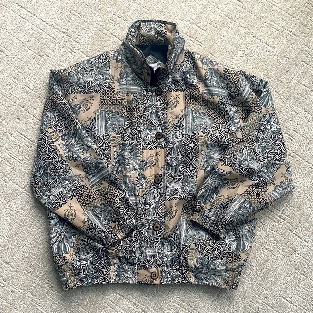Keren Hart Silk Button Zip Bomber Streetwear Jacket Women's Medium Vintage
